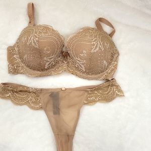 36D Le Mystere Beige Bra & Thong